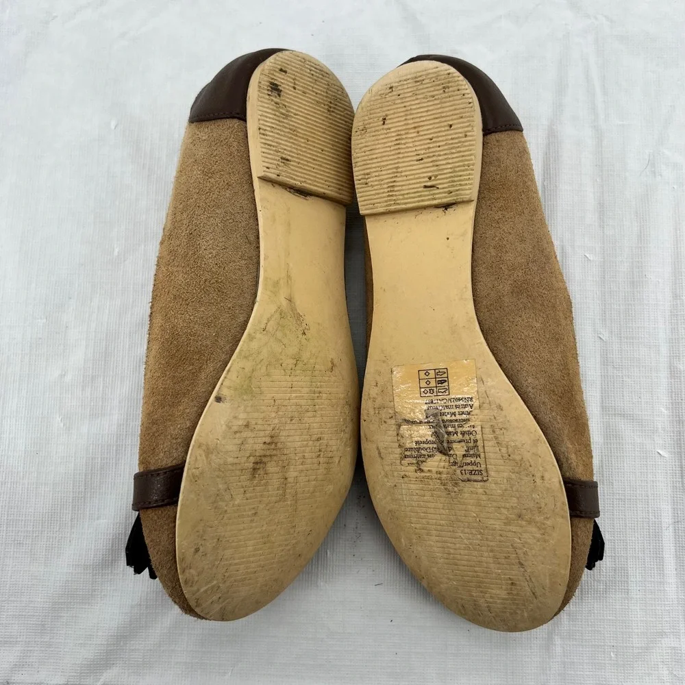 Janie and Jack Girls Tan Suede Kiltie Horsebit Ballet Flats Brown Size 13